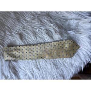 Tommy Hilfiger Men's Silk Patterned Tie in Light Yellow with Blue Accents